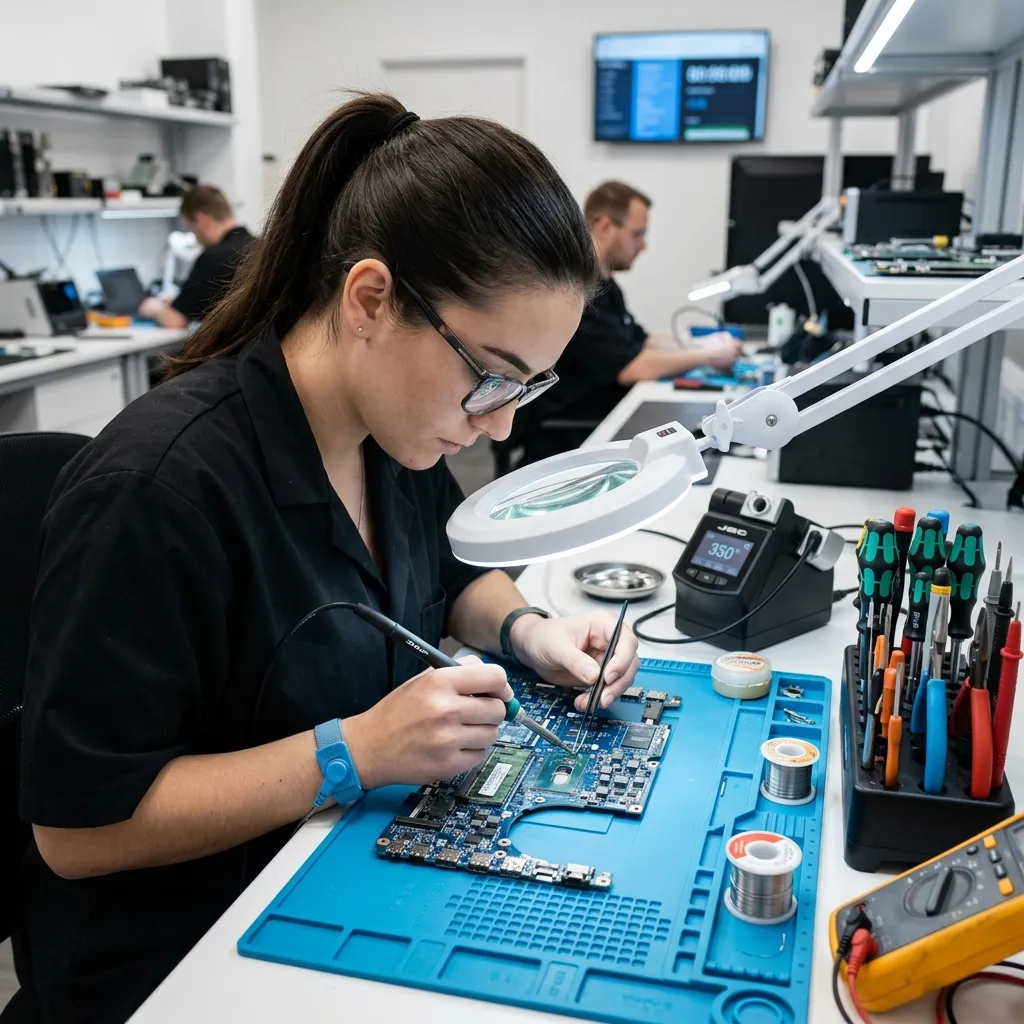 Laptop chip-level repair and micro-soldering